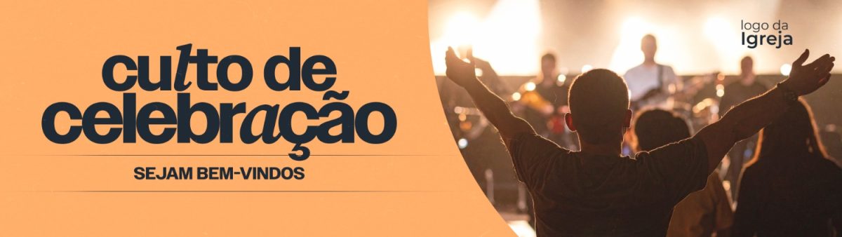 Culto de Celebração Sejam Bem-Vindos Convite Digital PSD Editável