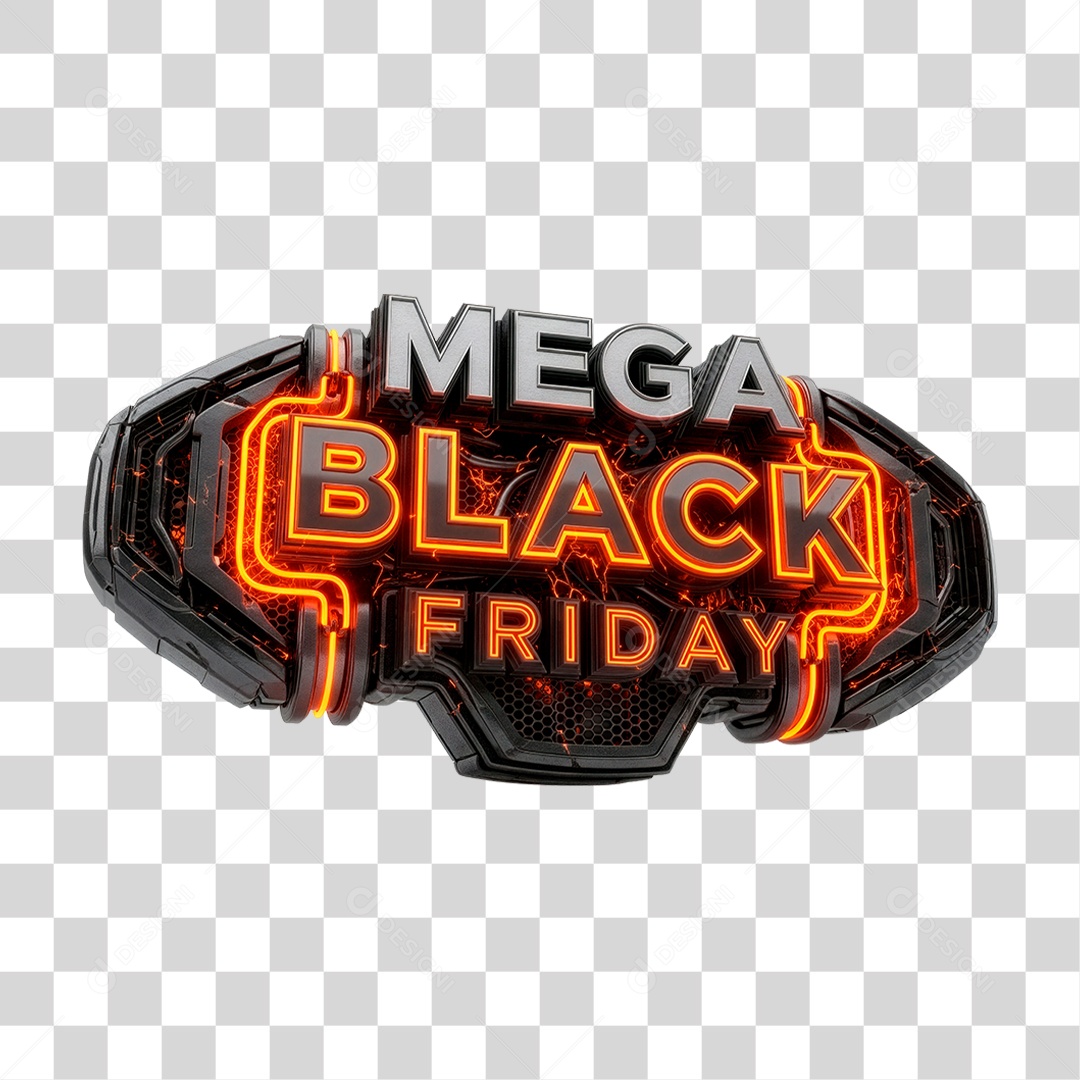 Selo 3D Mega Black Friday PNG Transparente