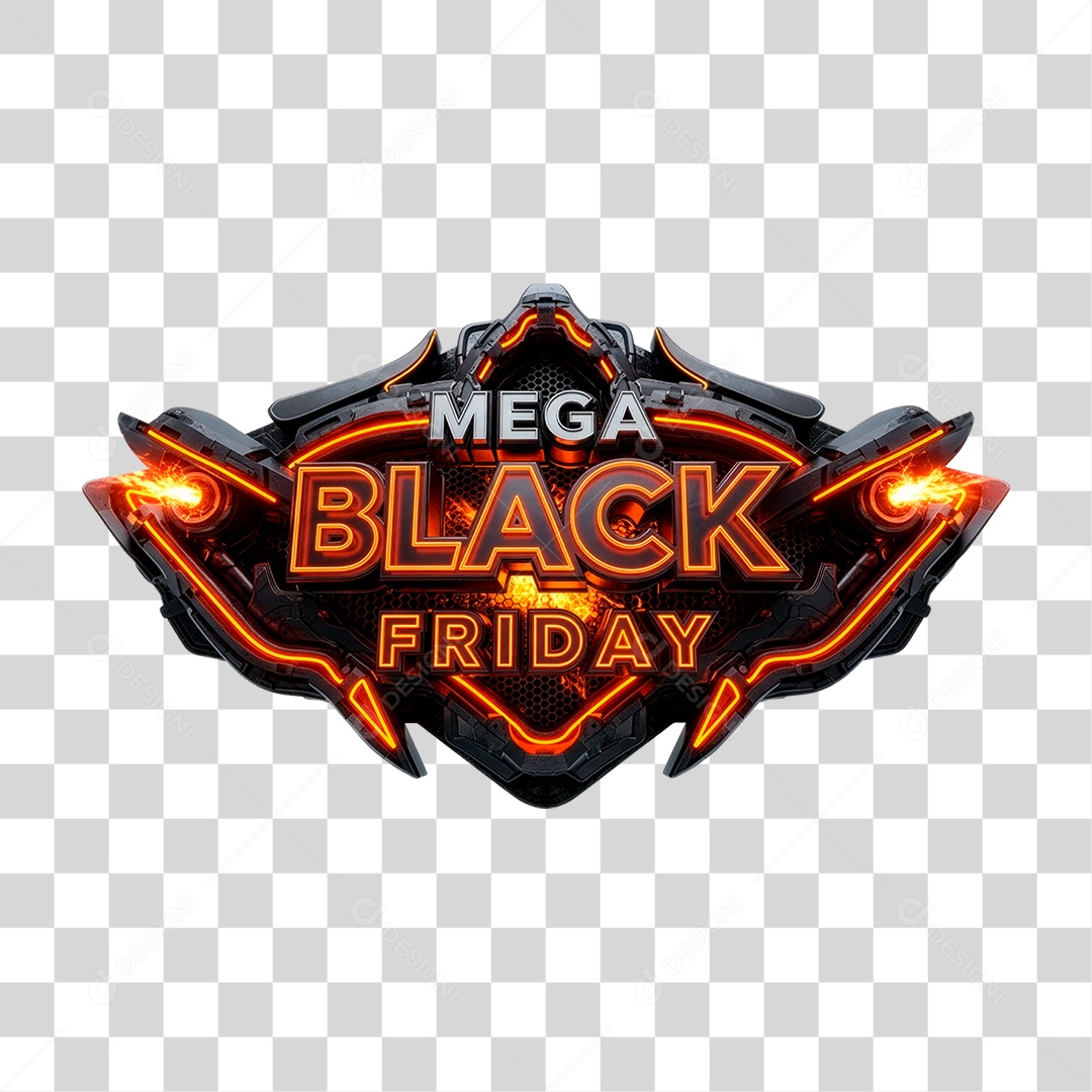 Selo 3D Mega Black Friday PNG Transparente