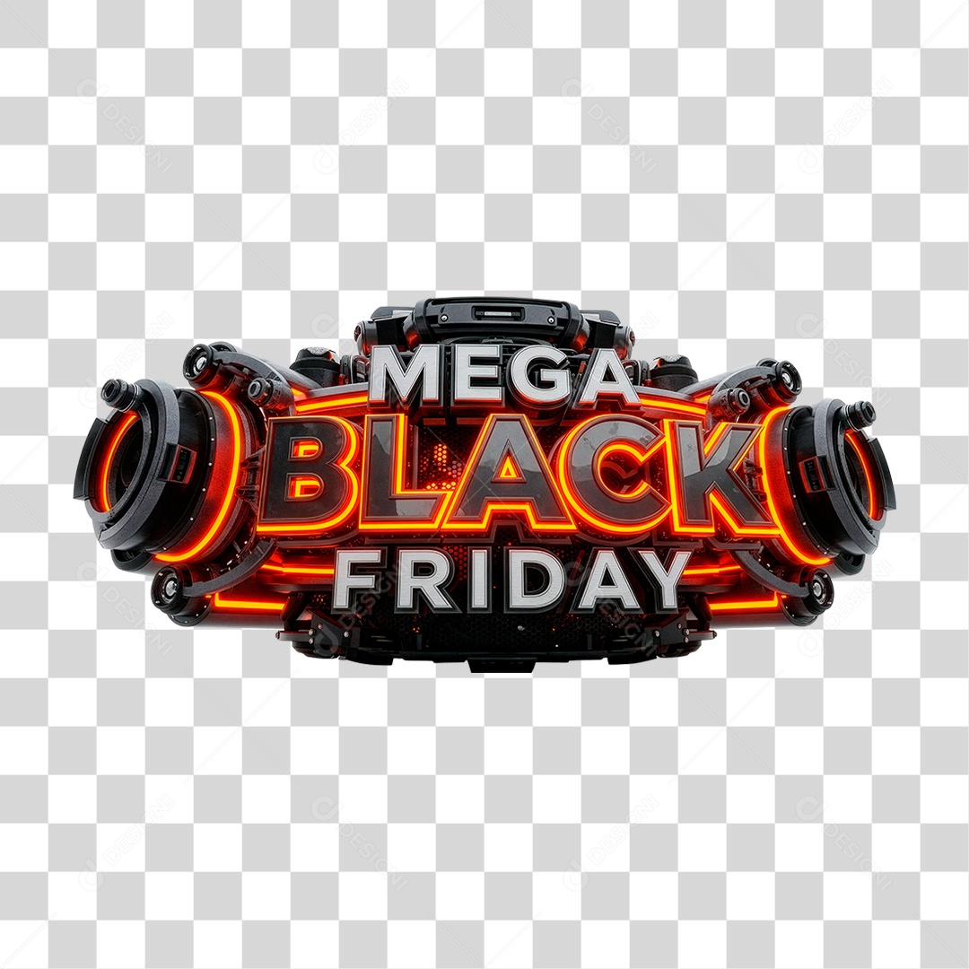 Selo 3D Mega Black Friday PNG Transparente