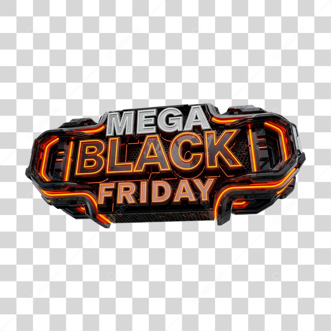 Selo 3D Mega Black Friday PNG Transparente