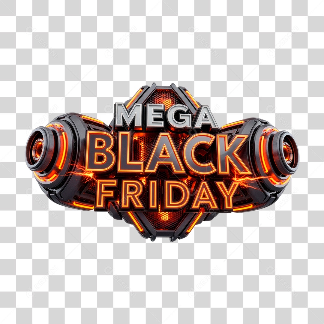 Selo 3D Mega Black Friday PNG Transparente