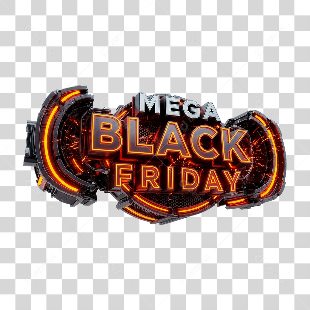 Selo 3D Mega Black Friday PNG Transparente