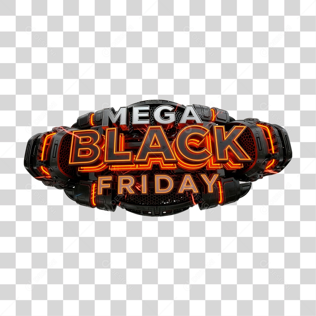 Selo 3D Mega Black Friday PNG Transparente