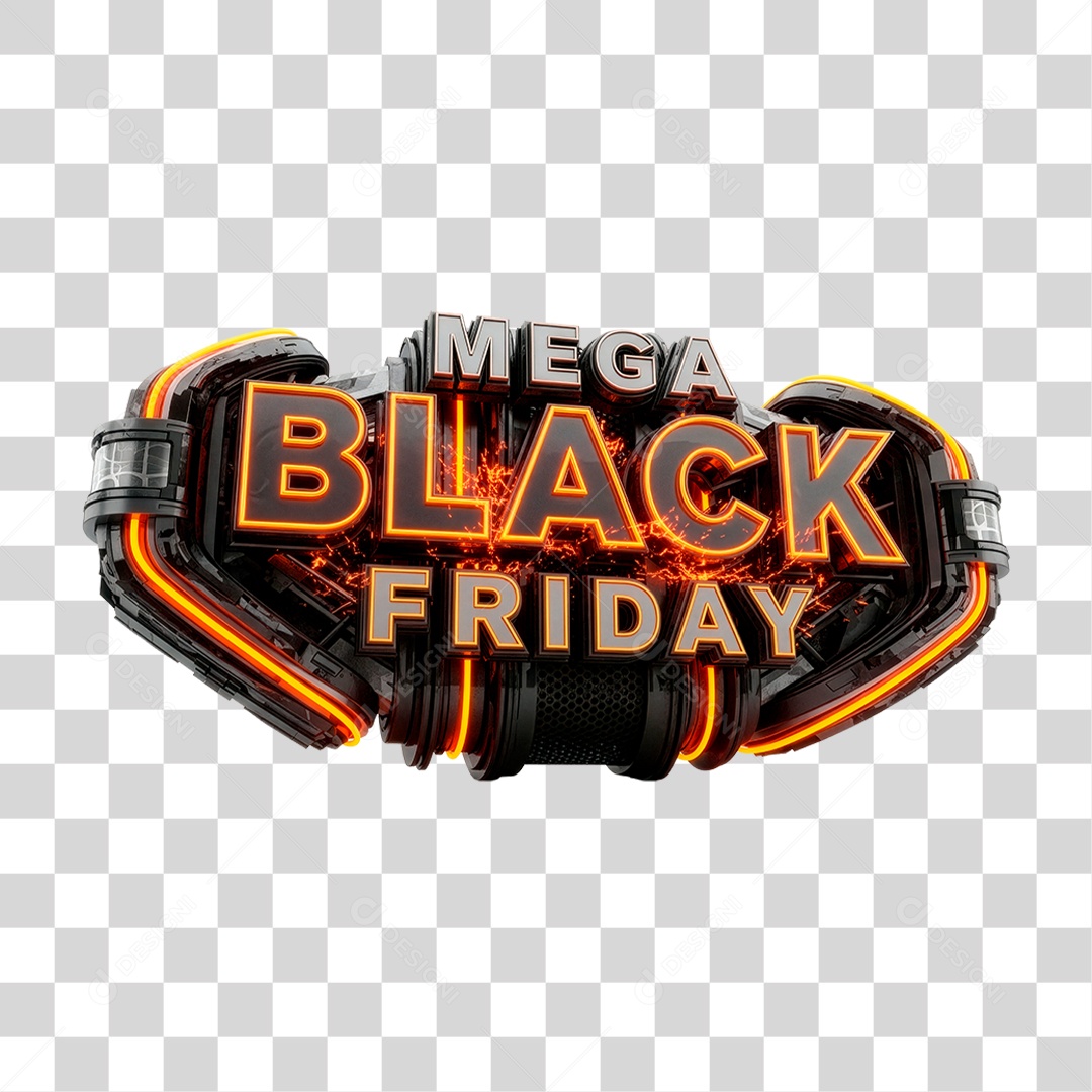 Selo 3D Mega Black Friday PNG Transparente
