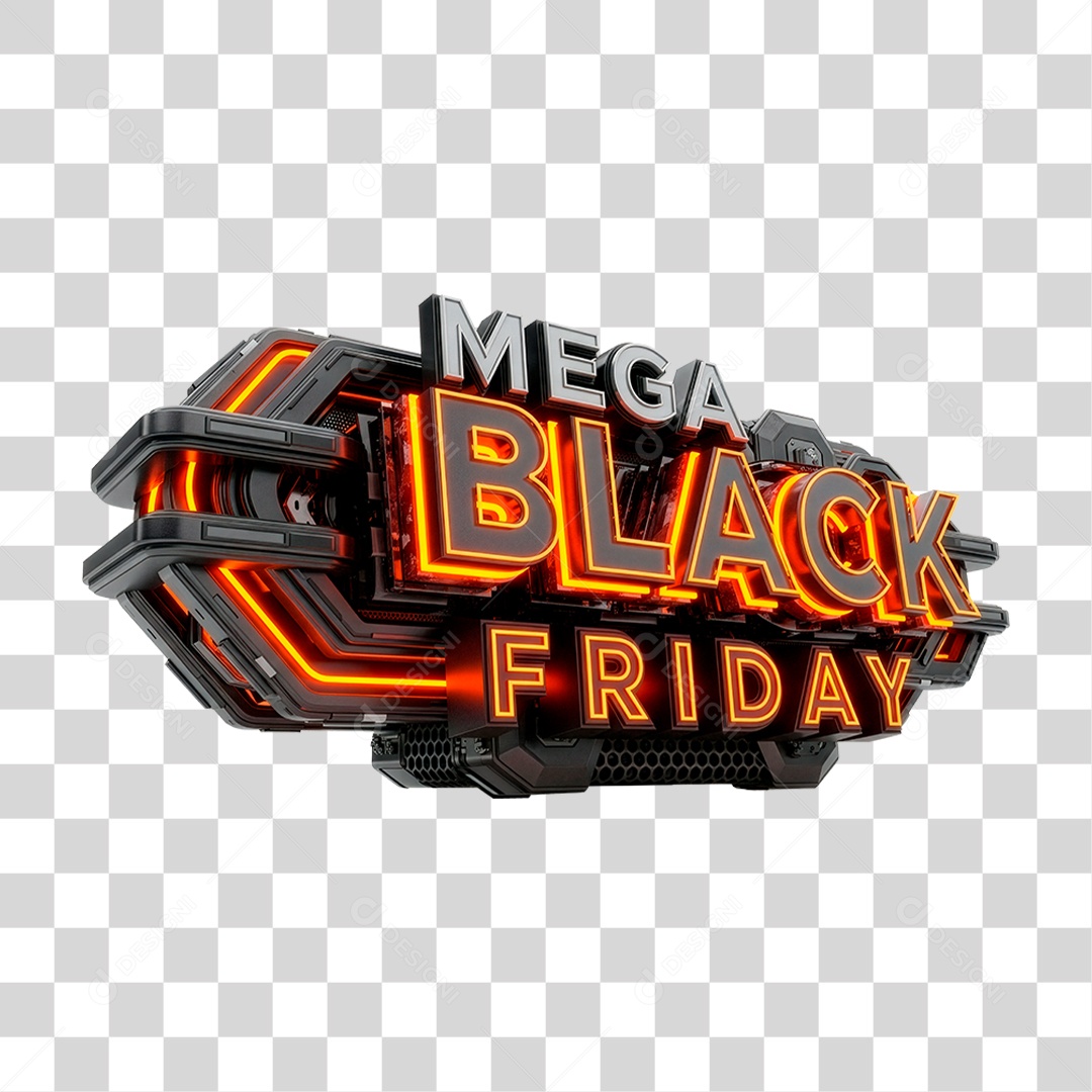 Selo 3D Mega Black Friday PNG Transparente
