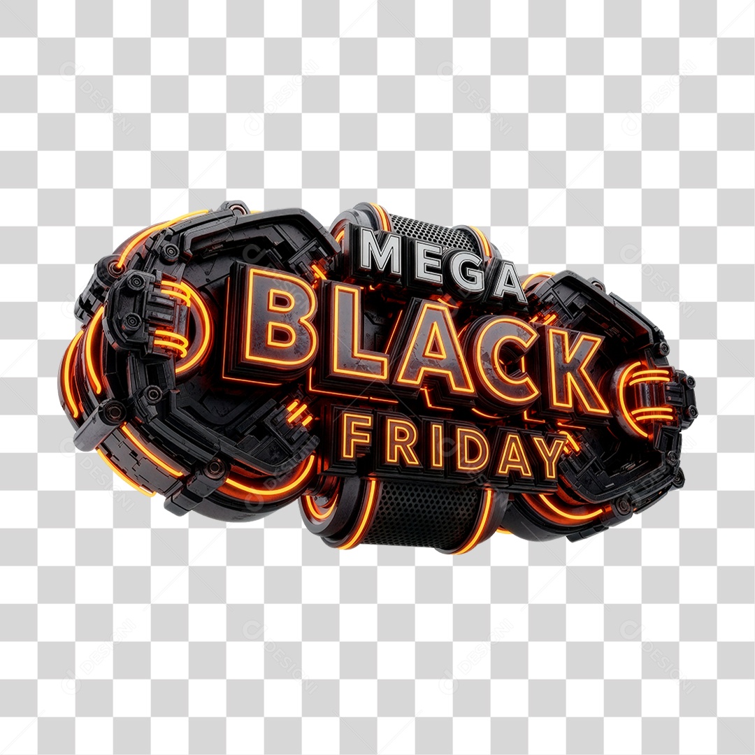 Selo 3D Mega Black Friday PNG Transparente