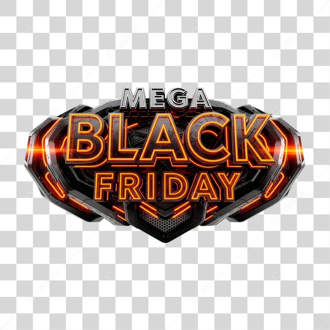 Selo 3D Mega Black Friday PNG Transparente