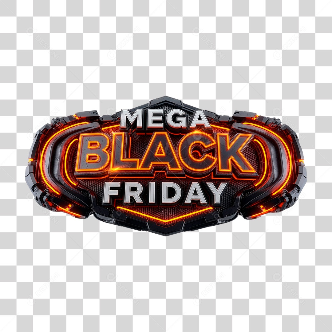 Selo 3D Mega Black Friday PNG Transparente
