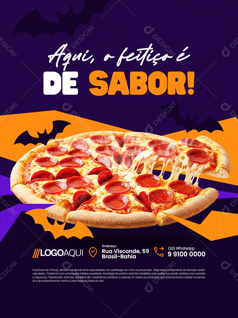 Halloween Pizzaria Aqui o Feitiço é de Sabor Social Media PSD Editável