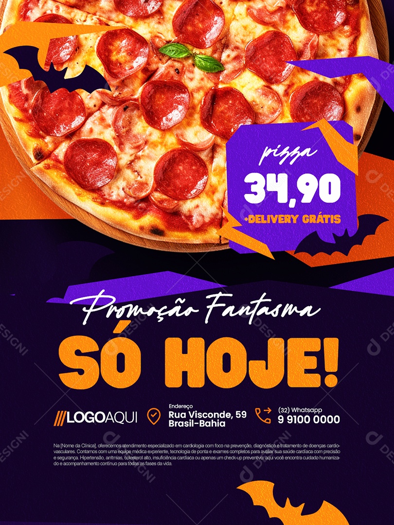 Halloween Pizzaria Promoção Fanstasma Só Hoje Social Media PSD Editável