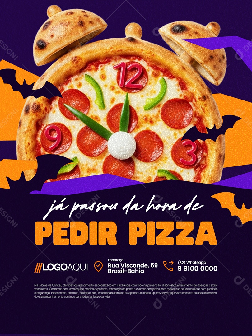 Halloween Pizzaria Já Passou da Hora de Pedir Pizza Social Media PSD Editável