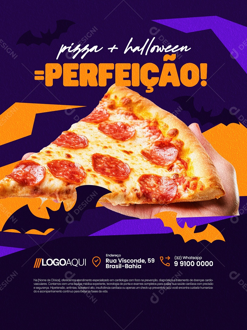 Halloween Pizzaria Pizza Mais Halloween Perfeição Social Media PSD Editável