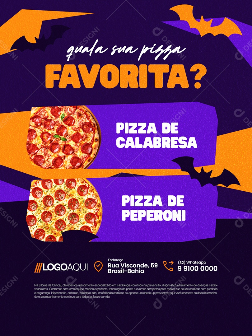 Halloween Pizzaria Qual Sua Pizza Favorita Social Media PSD Editável