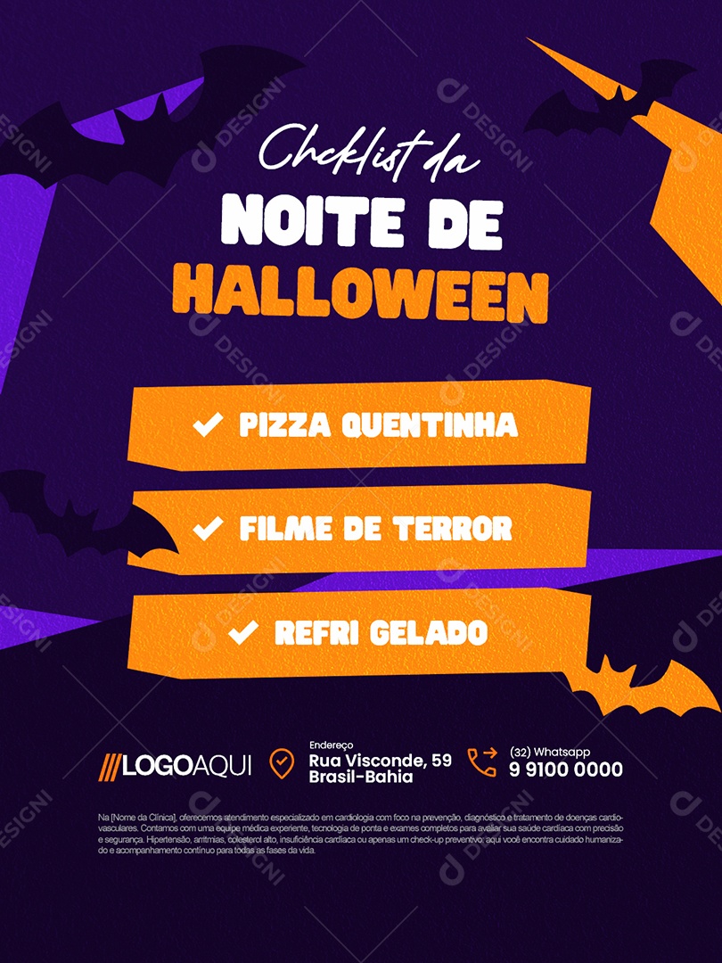 Halloween Pizzaria Checklist da Noite de Halloween Social Media PSD Editável
