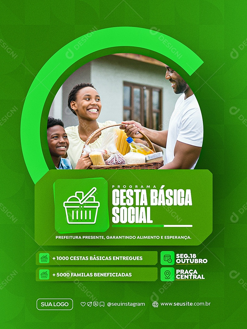 Programa Cesta Básica Social Social Media PSD Editável
