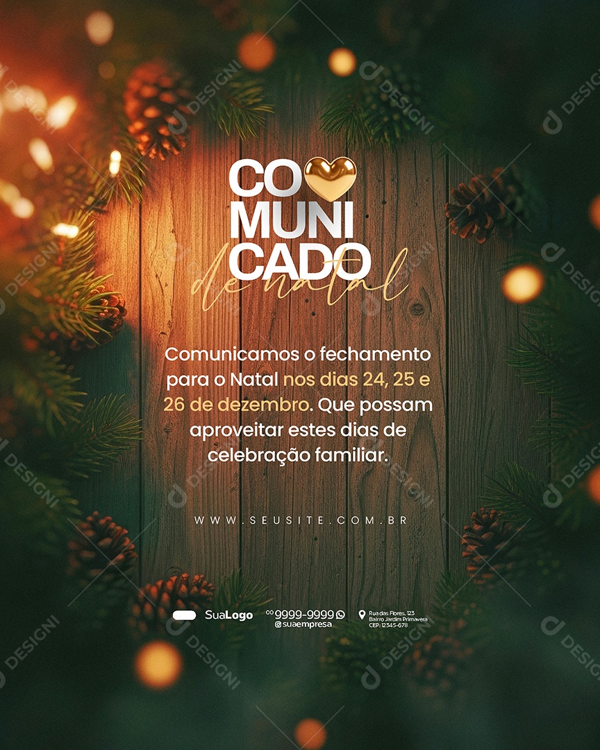 Comunicado de Natal Social Media PSD Editável