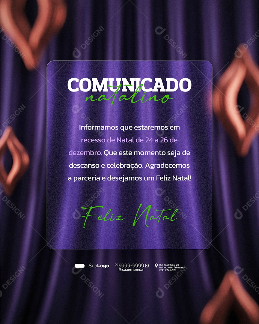 Comunicado Natalino Social Media PSD Editável