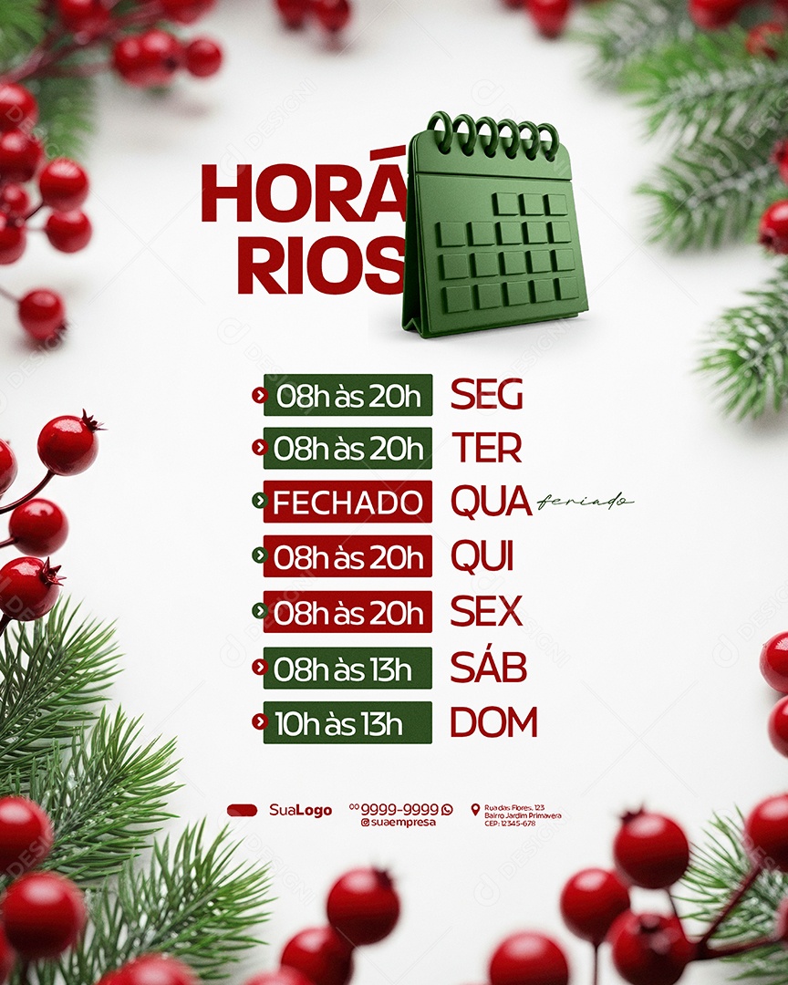 Horários de Natal Social Media PSD Editável