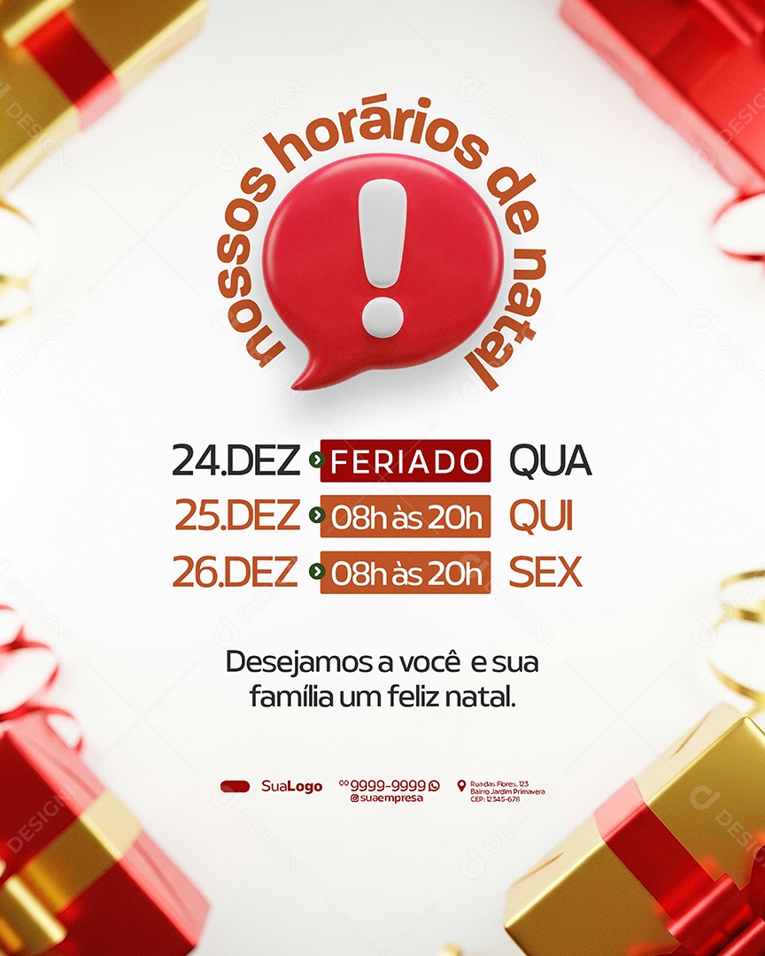 Horários de Natal Social Media PSD Editável