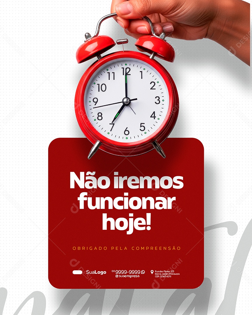 Horário de Natal Feriado Dia Não Iremos Funcionar Hoje Social Media PSD Editável