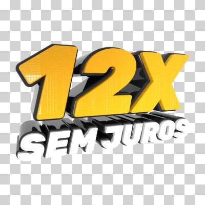 Promoção 12X Sem Juros Destaque 3D Amarelo PNG Transparente