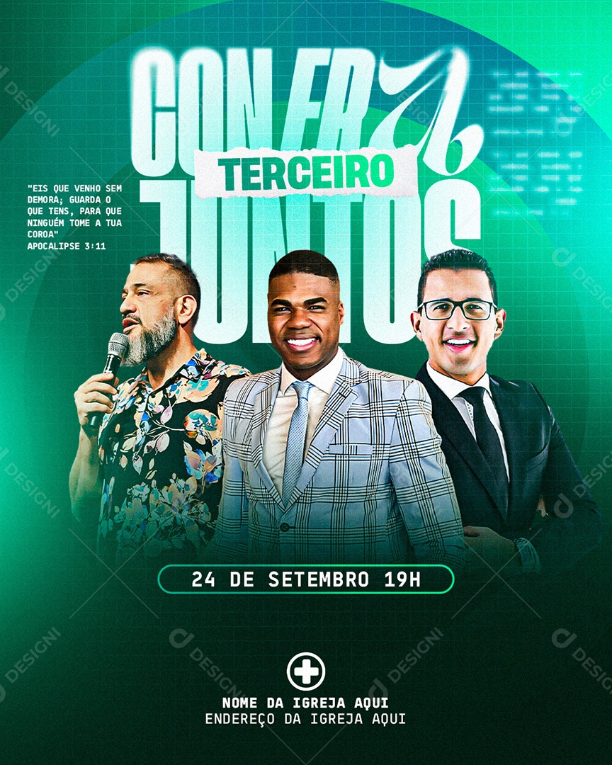 Flyer Gospel para Divulgação de Conferência Terceiro Céu Evangélica PSD Editável