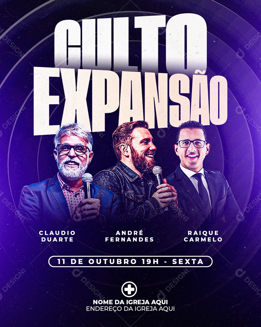 Flyer Gospel para Divulgação do Culto Expansão Evangélico PSD Editável