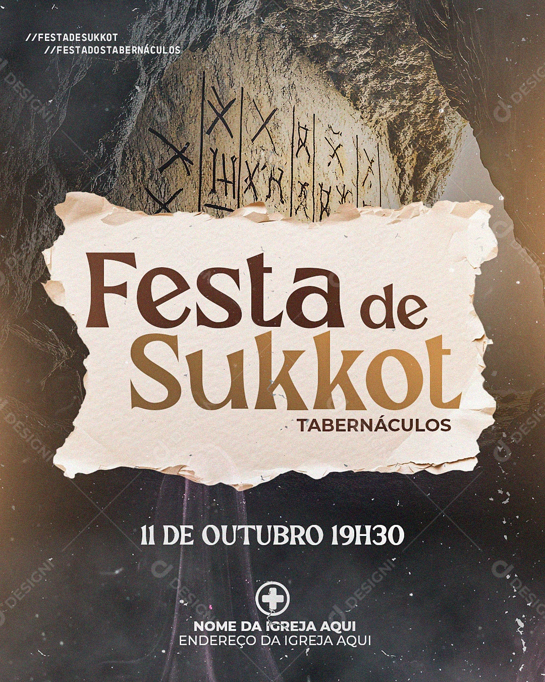 Flyer Gospel para Divulgação da Festa de Sukkot Tabernáculos PSD Editável