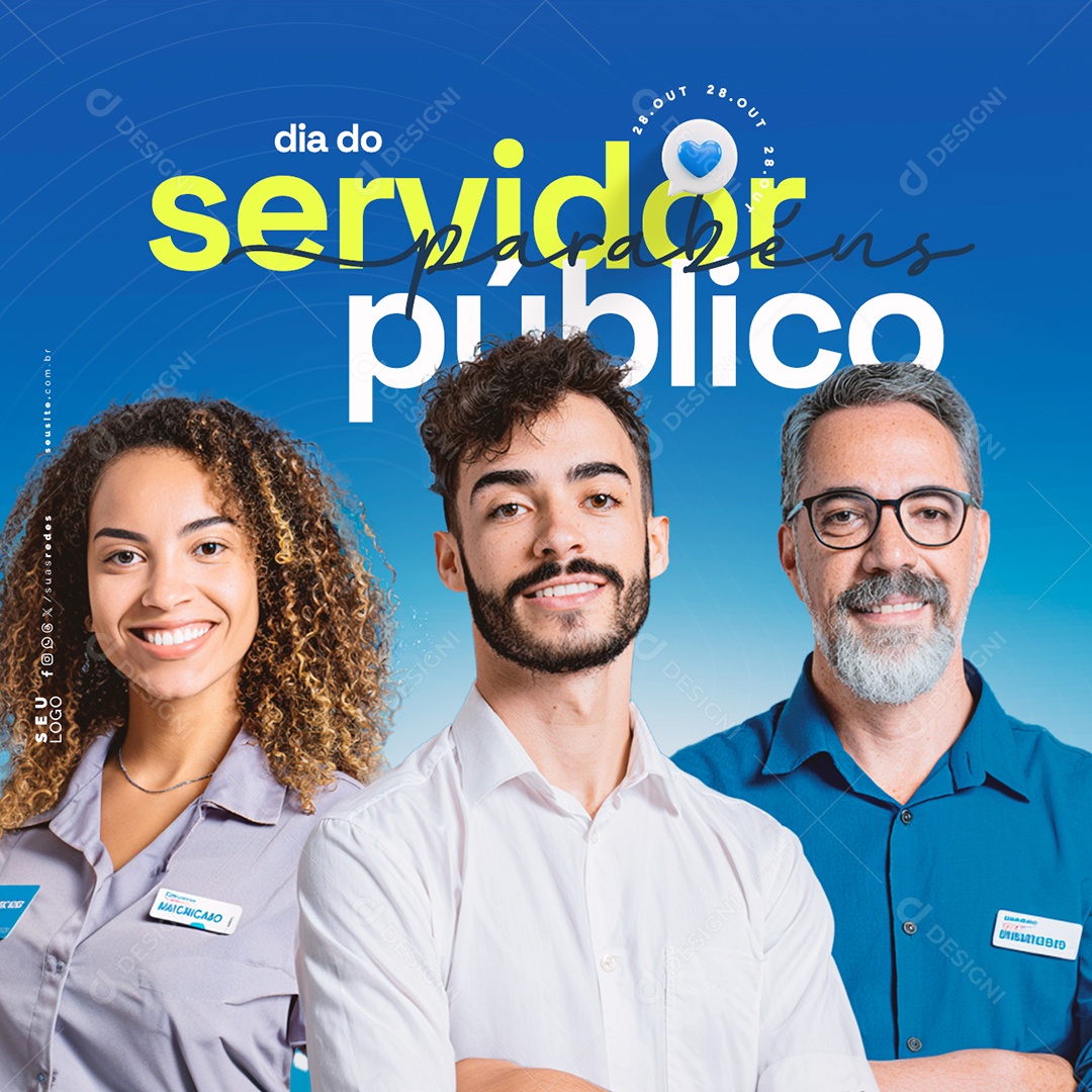 Dia do Servidor Público 28 de Outubro Parabéns Social Media PSD Editável