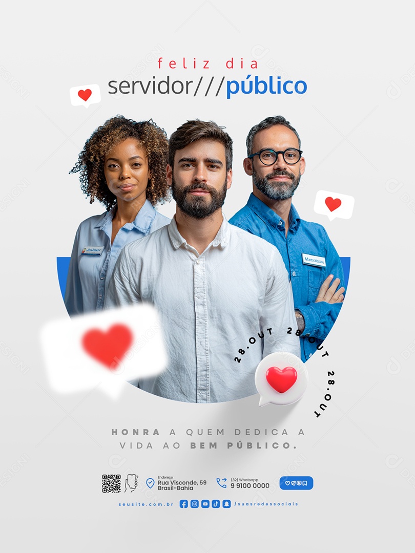 Feliz Dia do Servidor Público 28 de Outubro Honra a Quem Dedica a Vida ao Bem Público Social Media PSD Editável