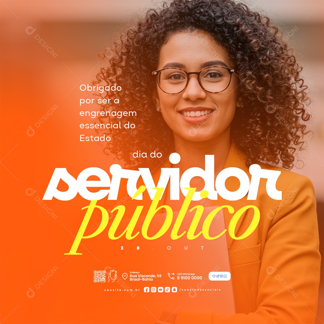 Dia do Servidor Público 28 de Outubro Social Media PSD Editável