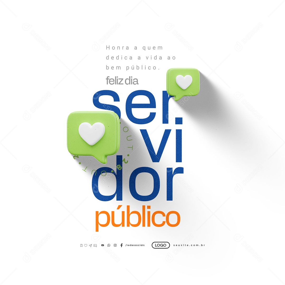 Feliz Dia do Servidor Público 28 de Outubro Social Media PSD Editável