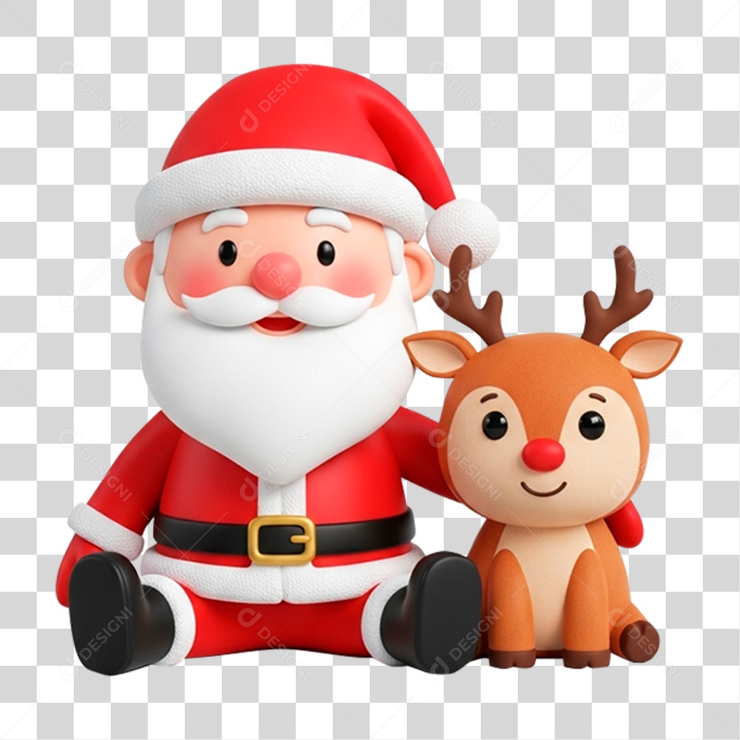 Personagem 3D Papai Noel PNG Transparente