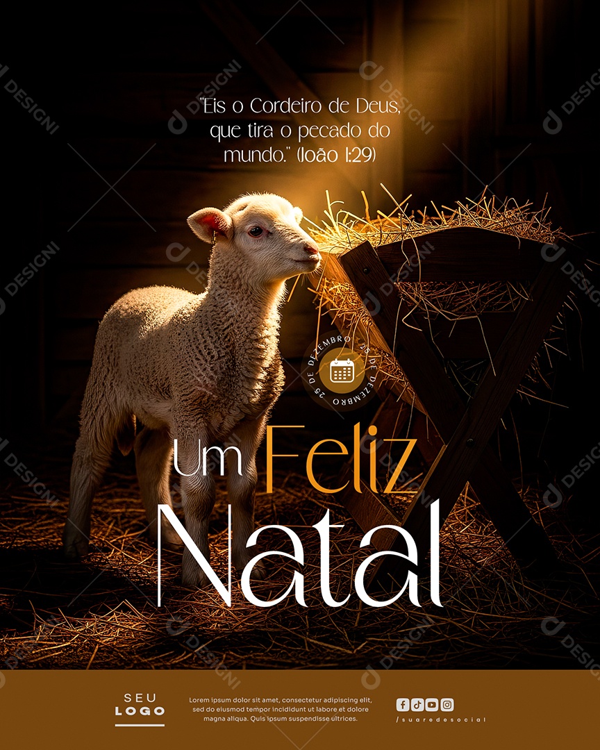 Um Feliz Natal 25 de Dezembro Social Media PSD Editável