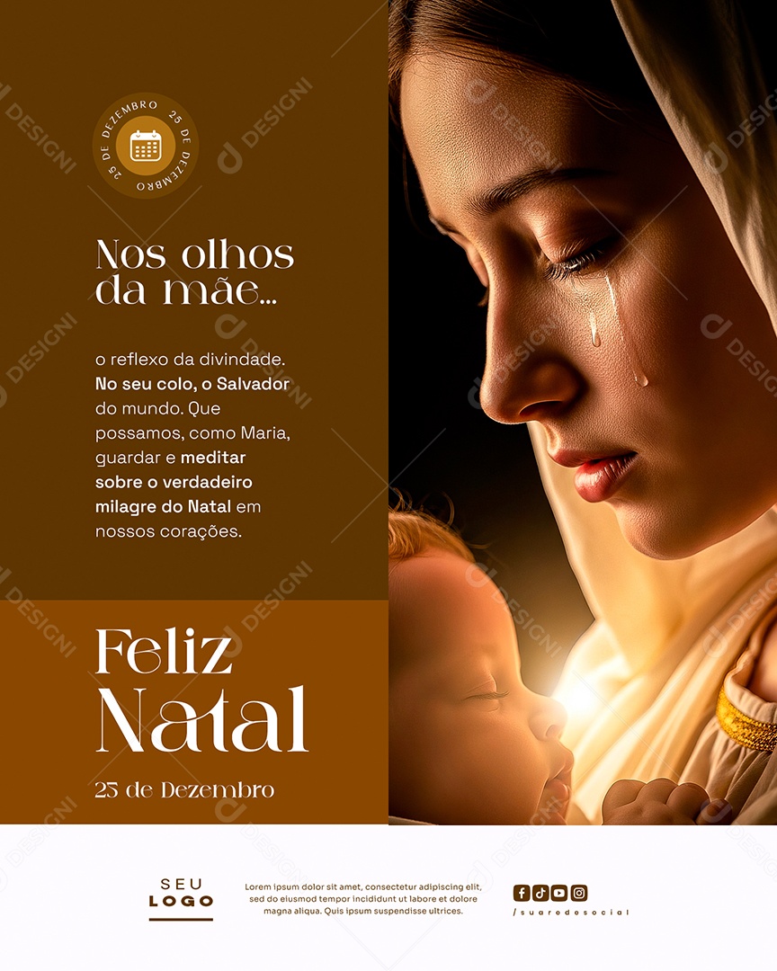 Feliz Natal 25 de Dezembro Nos Olhos da Mãe Social Media PSD Editável