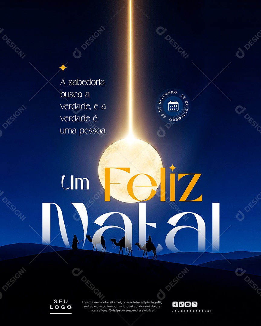 Feliz Natal 25 de Dezembro A Sabedoria Busca A Verdade Social Media PSD Editável