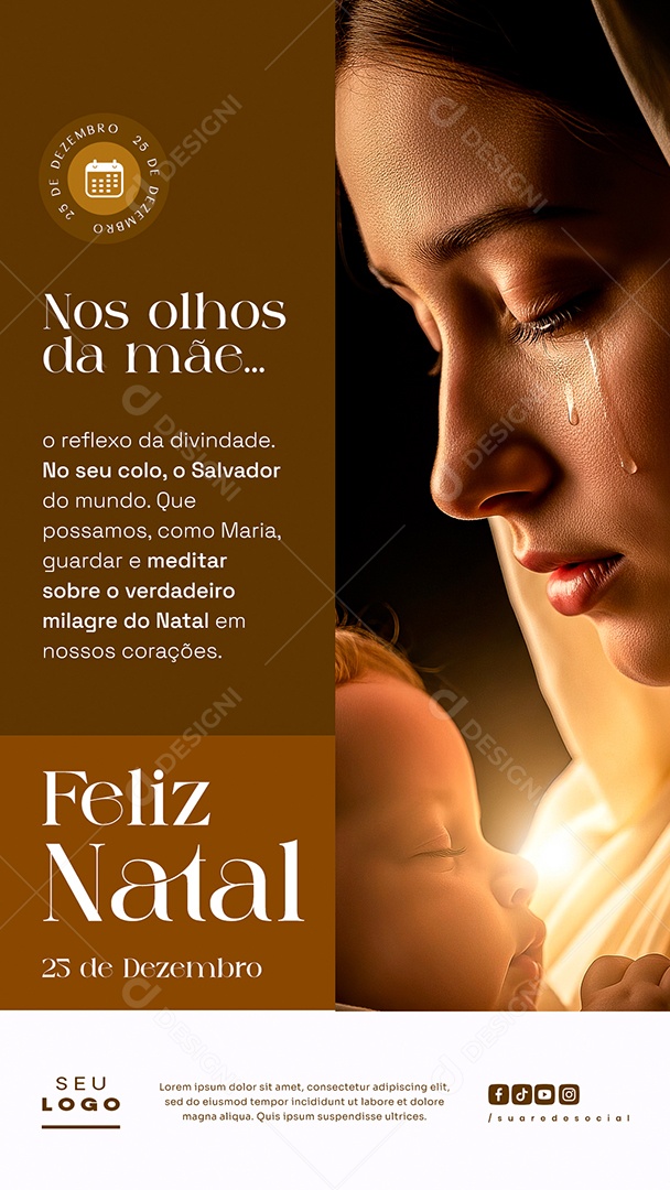Story Feliz Natal 25 de DezembroNos Olhos da Mãe Social Media PSD Editável