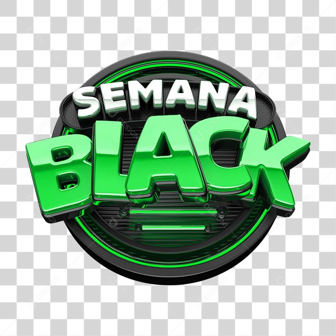 Selo 3D Semana Black PNG Transparente