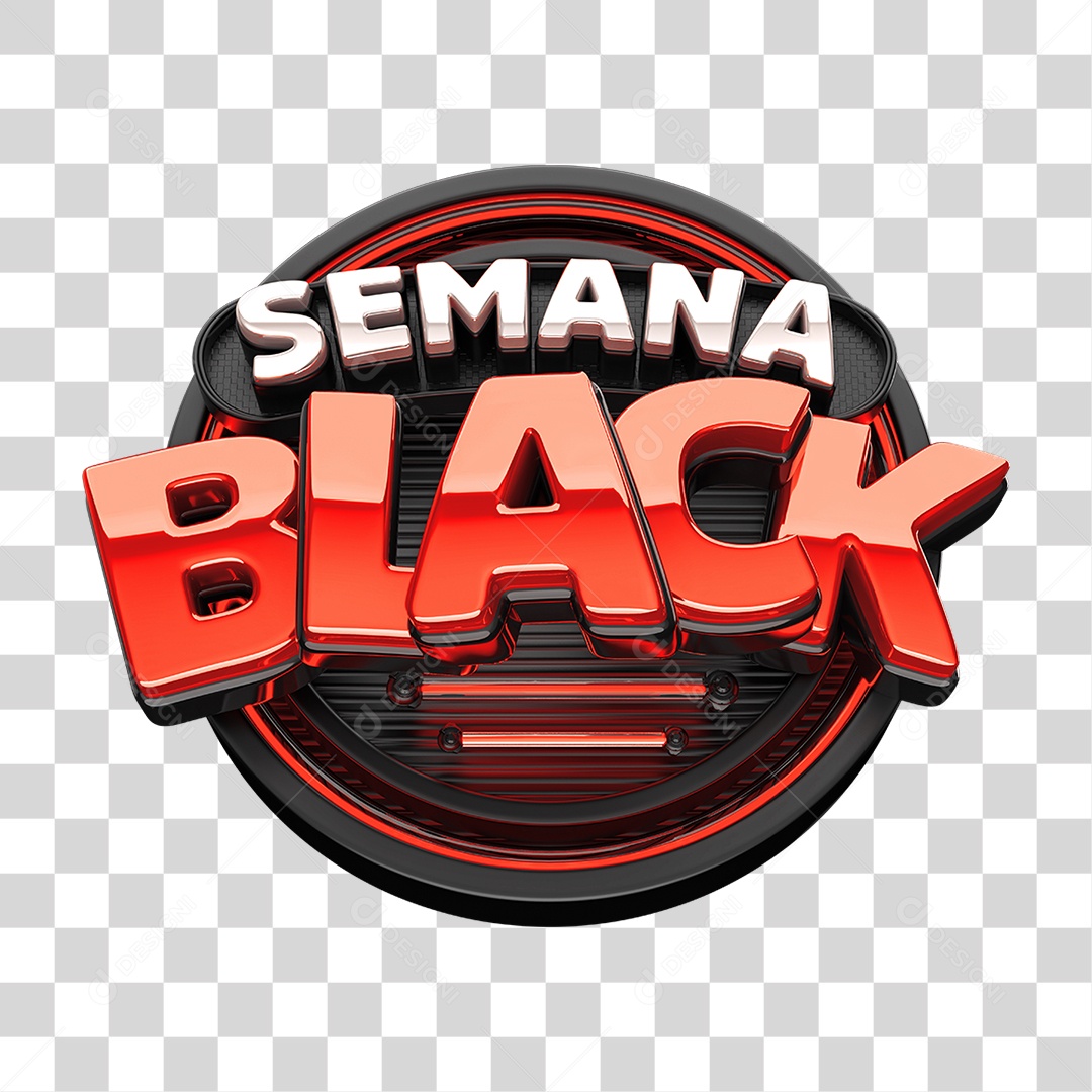 Selo 3D Semana Black PNG Transparente
