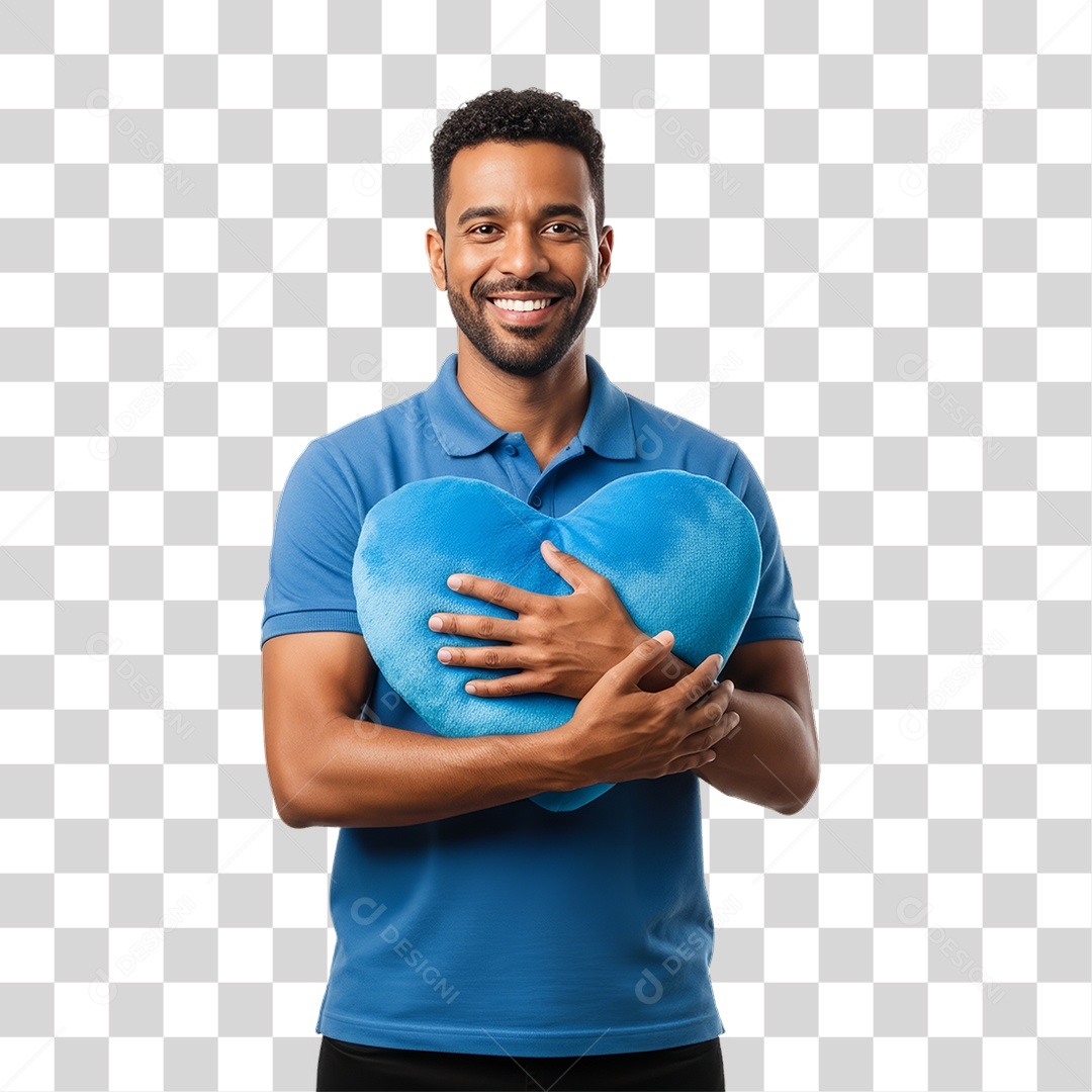 Homem de Camisa Azul para Conscientização de Novembro Azul PNG Transparente