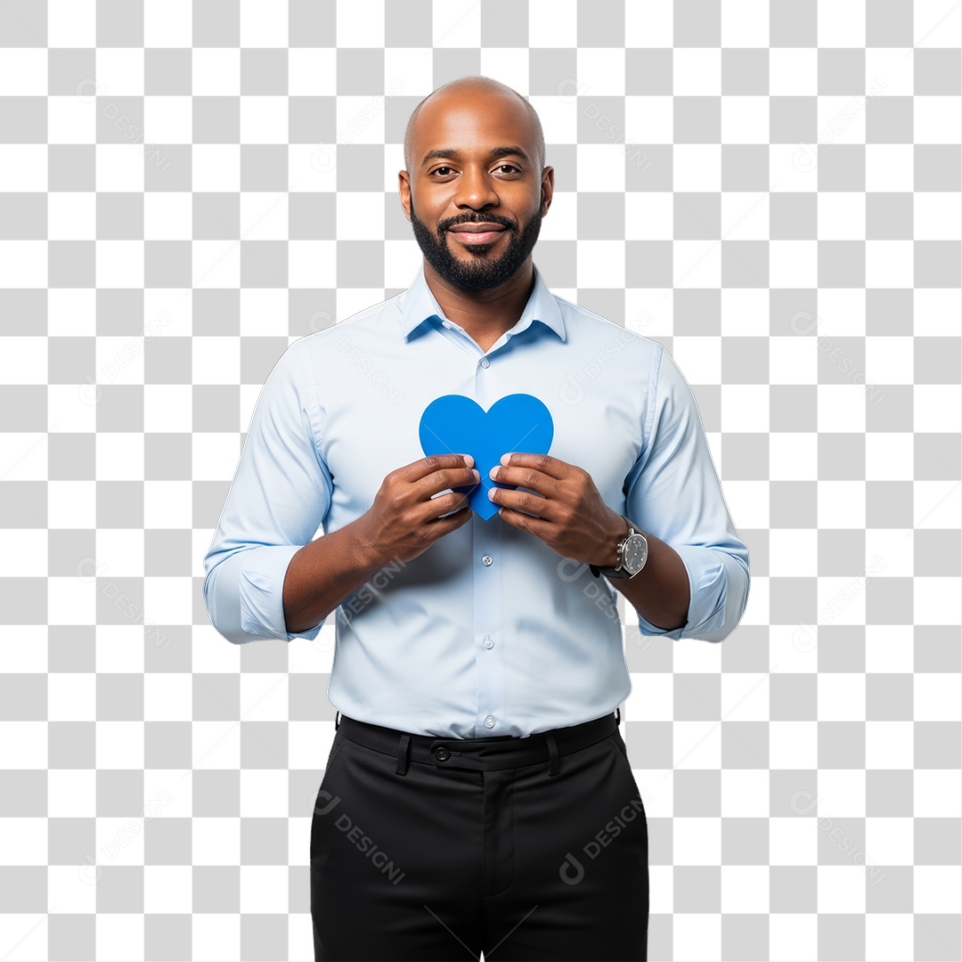 Homem de Camisa Azul para Conscientização de Novembro Azul PNG Transparente