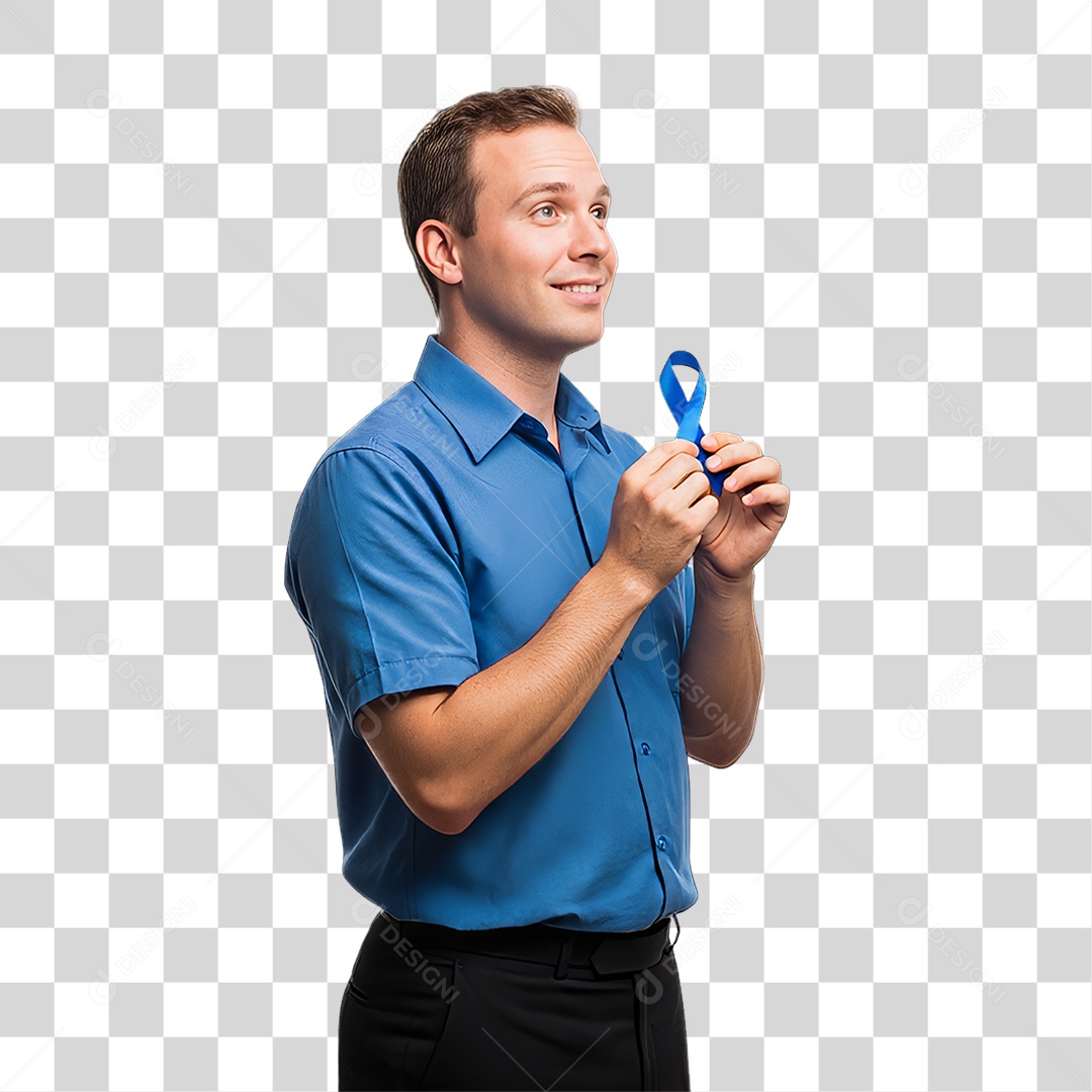 Homem de Camisa Azul para Conscientização de Novembro Azul PNG Transparente