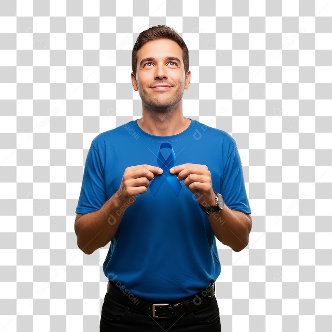 Homem de Camisa Azul para Conscientização de Novembro Azul PNG Transparente