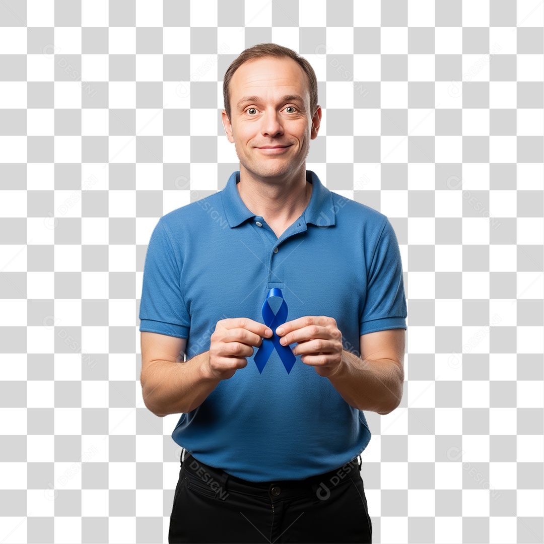 Homem de Camisa Azul para Conscientização de Novembro Azul PNG Transparente