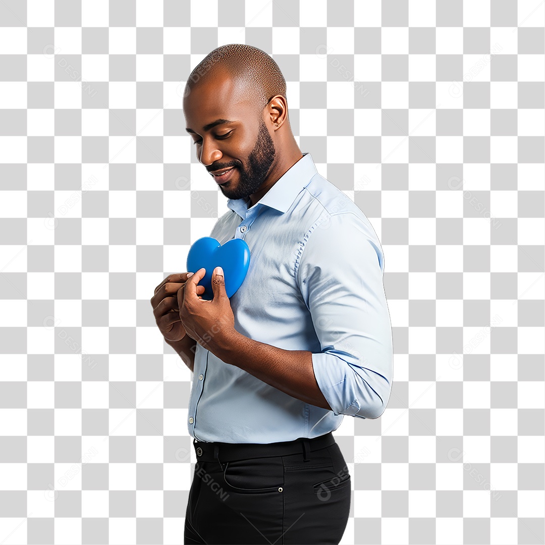 Homem de Camisa Azul para Conscientização de Novembro Azul PNG Transparente