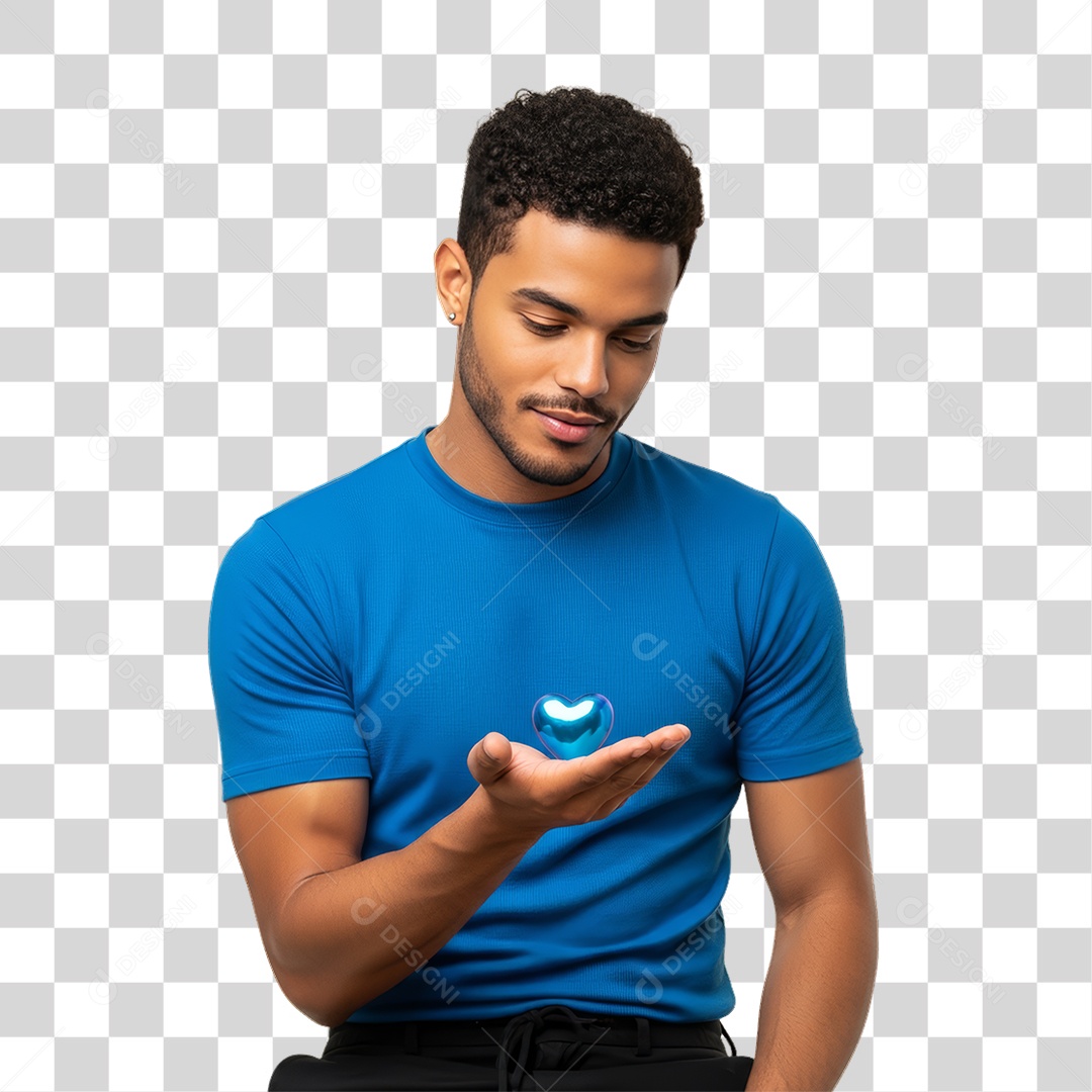 Homem de Camisa Azul para Conscientização de Novembro Azul PNG Transparente