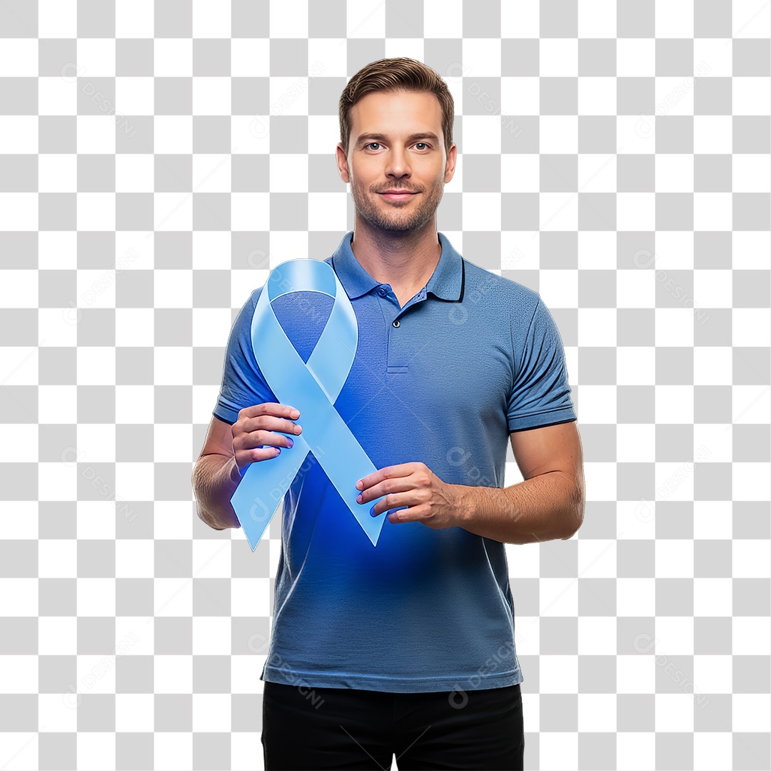 Homem de Camisa Azul para Conscientização de Novembro Azul PNG Transparente