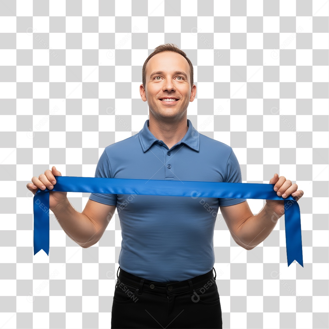 Homem de Camisa Azul para Conscientização de Novembro Azul PNG Transparente