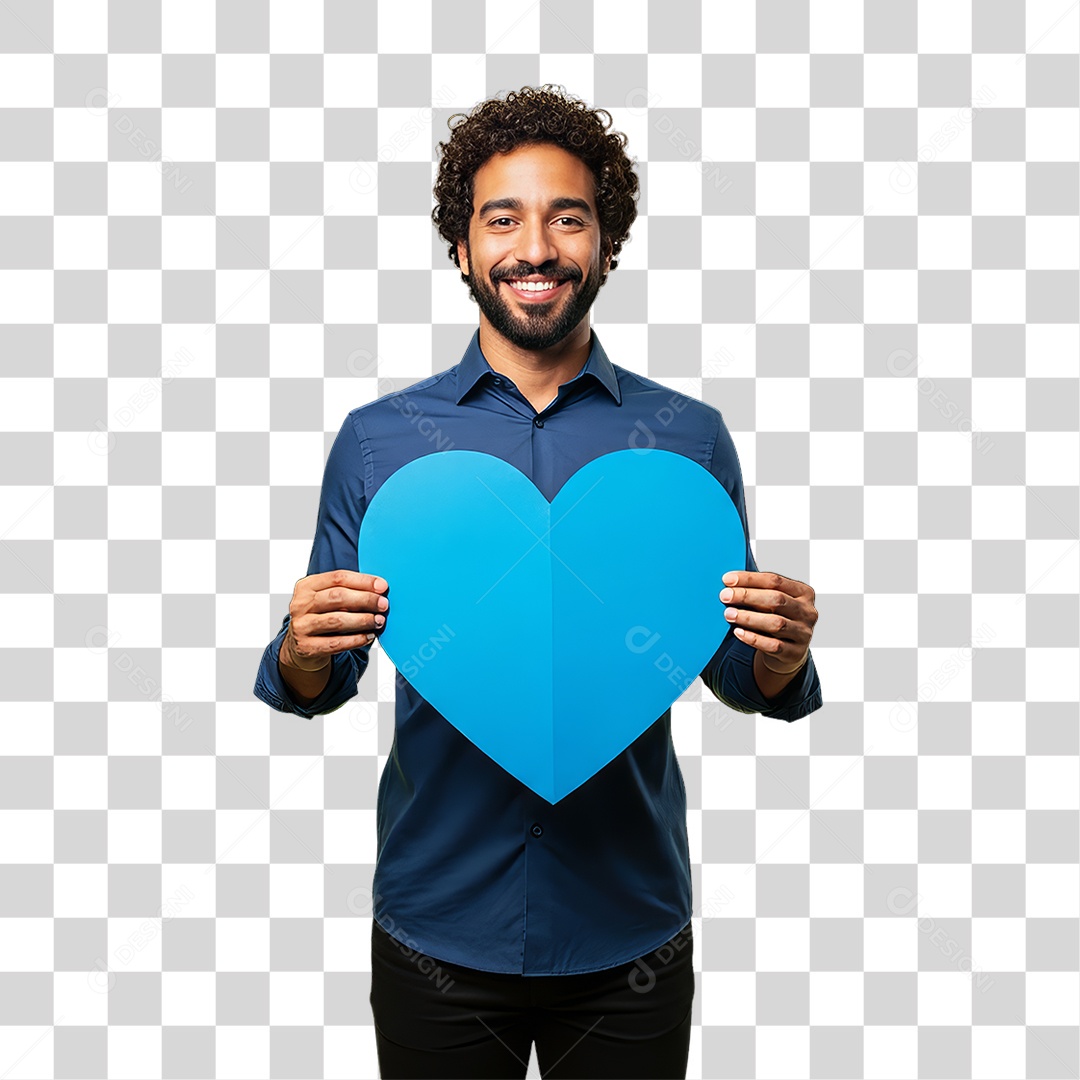 Homem de Camisa Azul para Conscientização de Novembro Azul PNG Transparente